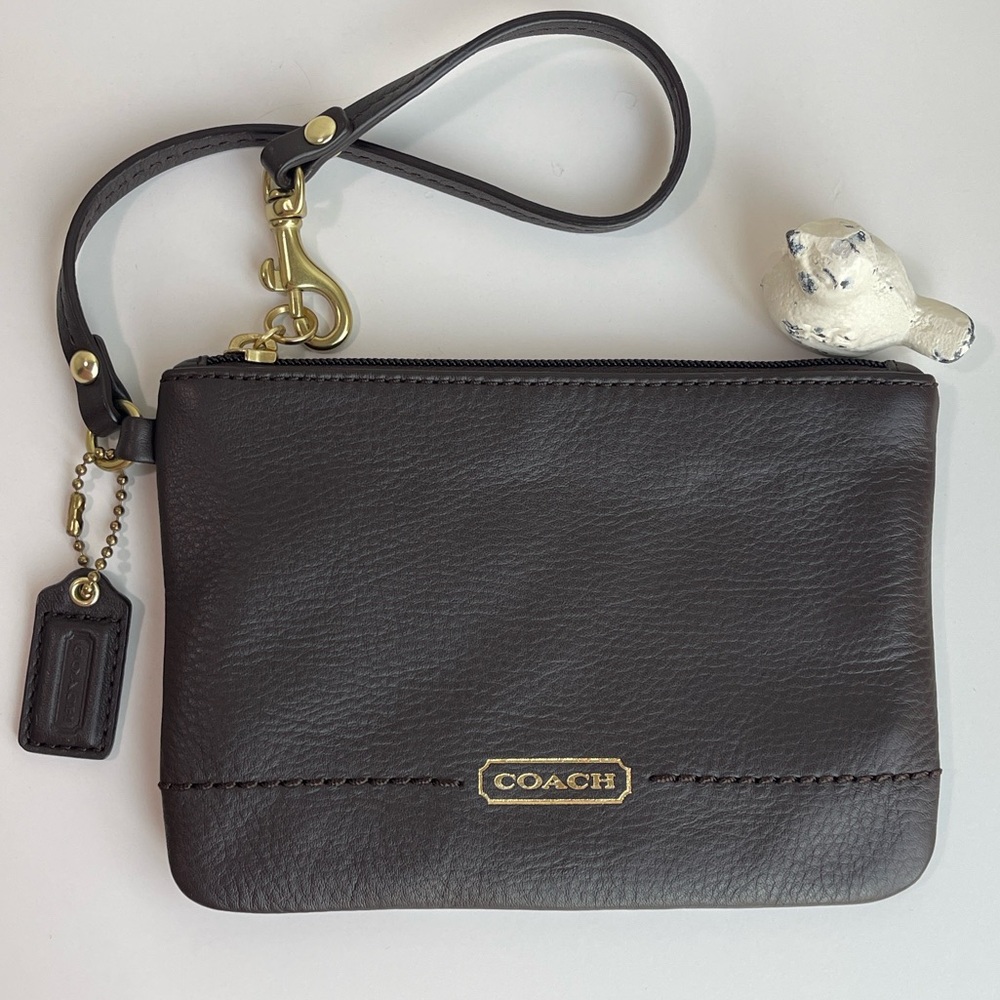 COACH Brown Leather Wristlet